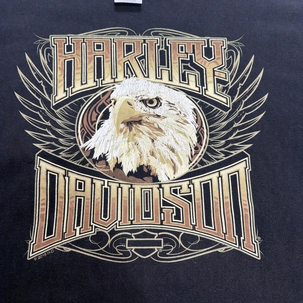 Harley Davidson Men's 2XL T-Shirt USA Made Morgan Hill California Bald Eagle Tee